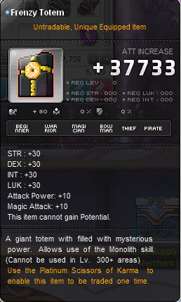 The Frenzy Totem item in Maplestory