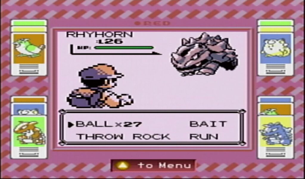 A Safari Zone encounter in Pokemon Red and Blue